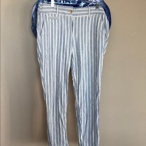 ann taylor blue stripe pants